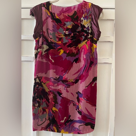 🎈ETRO Multicolor Abstract Mini Dress Sheath Tunic  Cowl Neckline Cap Sleeves 38 - Picture 2 of 5